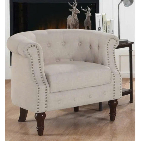 QH23 : Ghế Sofa Đơn Viền Đinh Tán - Màu Kem